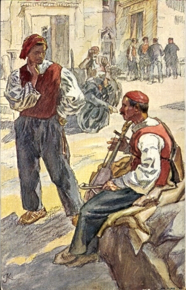 Artist Postcard Kaspar, A., Split Croatia, Austro-Hungarian folk types, Dalmatian near Split