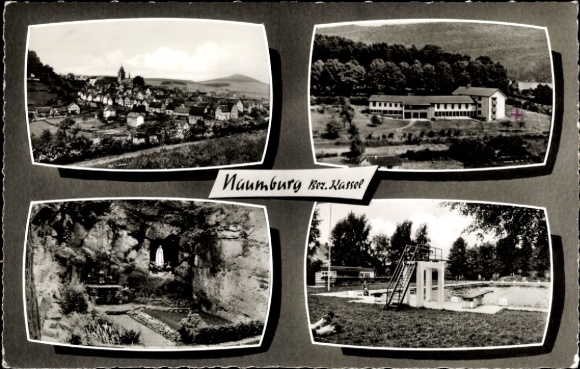 Postcard Naumburg Bez. Kassel, general view, outdoor pool