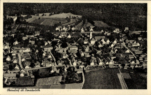 Postcard Oberndorf am Lech Swabia, aerial photograph