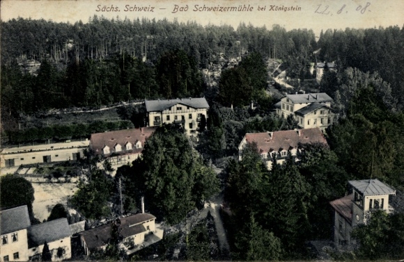Ak Bad Schweizermühle Rosenthal Bielatal in Saksen, gedeeltelijk zicht