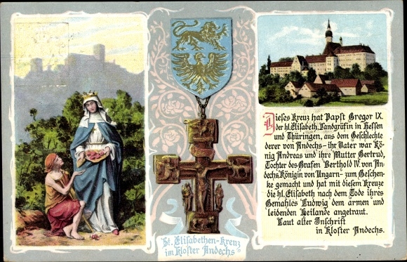 Postwaardestuk ansichtkaart Andechs am Ammersee Oberbayern, Kloser, St. Elisabethen Kreuz, PP 15 C 140