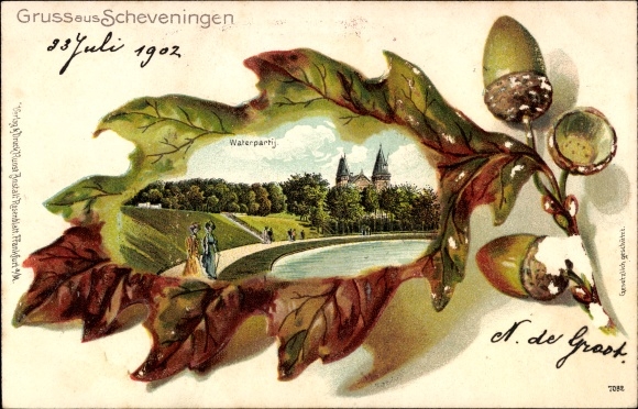 Oak Leaf Chromo-Litho Scheveningen The Hague South Holland, Waterpartij