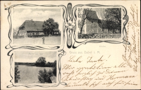 KP Dabel w Meklemburgii, kościół, poczta, działka nad jeziorem