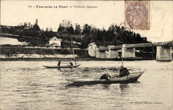 Ak Fontaine le Port Seine et Marne, l'echeurs heureux