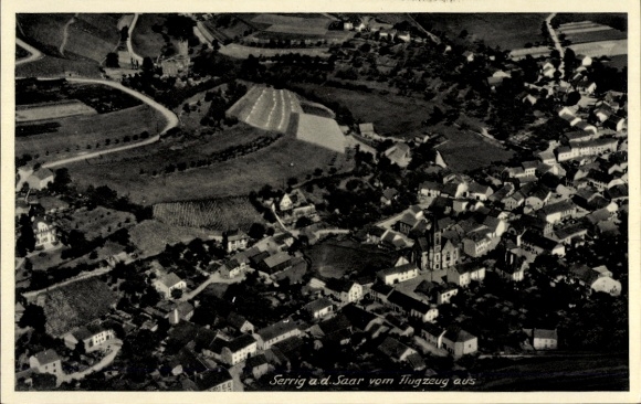Postcard Serrig an der Saar, aerial photograph