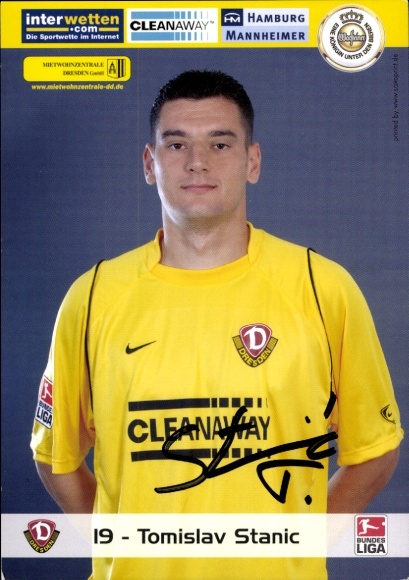 Autogrammkarte Fußballer Tomislav Stanic, SG Dynamo Dresden, Autogramm