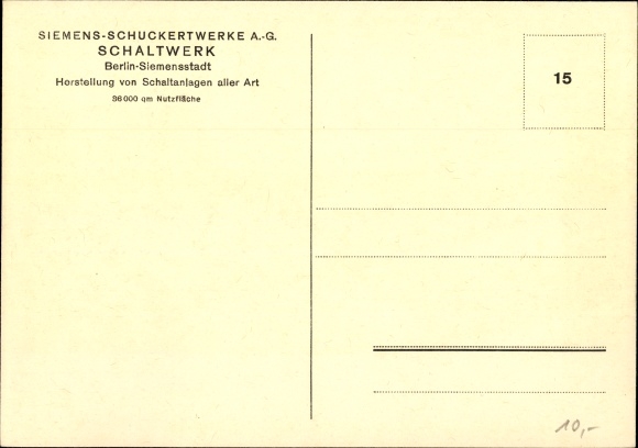 PC Berlin Spandau Siemensstadt, Siemens-Schuckertwerke AG, switchgear