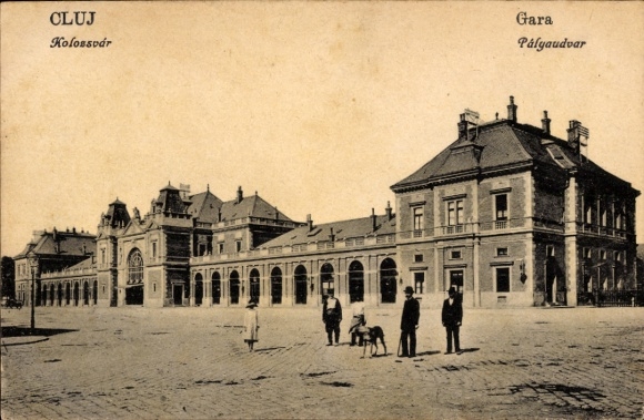 Postcard Cluj Napoca Klausenburg Kolozsvar Romania, train station