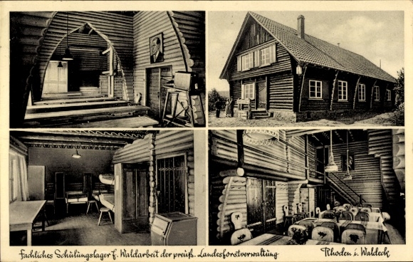 Postcard Rhoden Waldeck Diemelstadt Hesse, technical training camp, state forestry administration