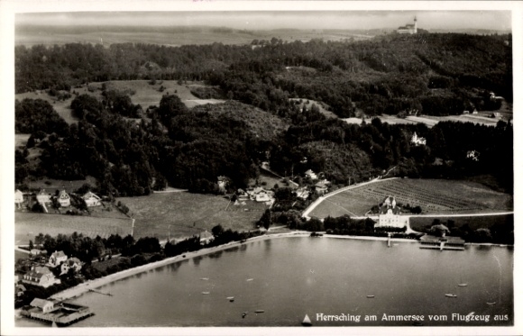 Postcard Herrsching am Ammersee, aerial photograph