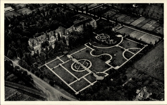 Postcard Lippstadt in Westphalia, aerial view of a hospital, gardens, surrounding fields, trees
