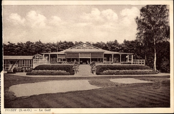 Ak Poissy Yvelines, Golfplatz, Gebäude, Bäume,  Frankreich