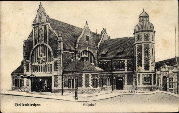 Postcard Gelsenkirchen in the Ruhr area, train station