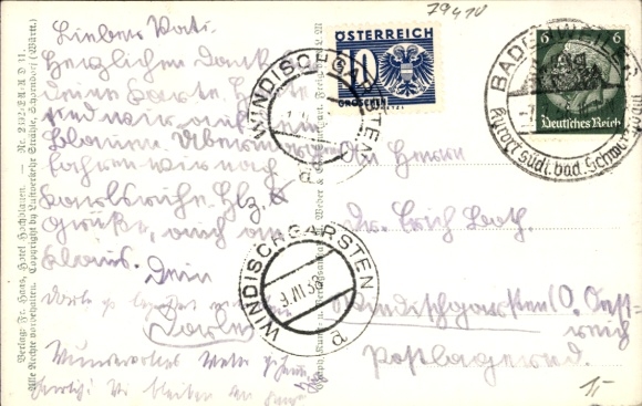 Postcard Blauen Badenweiler in the Black Forest, Hochblauen, Hotel and Pension