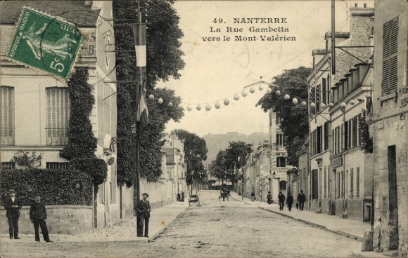 Ak Nanterre Hauts de Seine, Rue Gambetta, Mont-Valerien