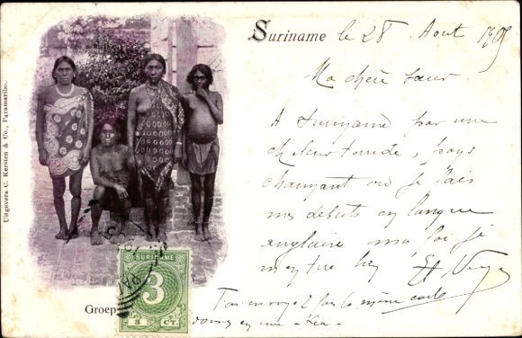Postcard Suriname, South American ethnic types, women's group photo