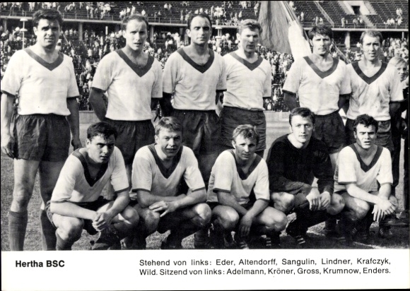 Ak Fußballmannschaft Hertha BSC, Eder, Altendorff, Sangulin, Lindner, Krafczyk