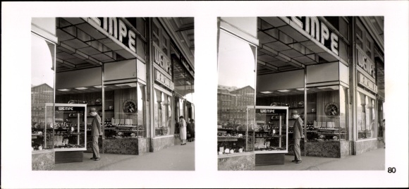 Stereo spatial image photo &quot;The NS model companies&quot; 1937-38 No. 80 watch goldware shop Gerhard D. Wempe
