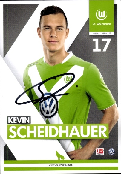Autogrammkarte Fußballer Kevin Scheidhauer, VfL Wolfsburg, Autogramm