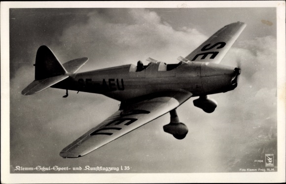 Postcard Klemm training, sports and aerobatic aircraft L 35 SE AEU