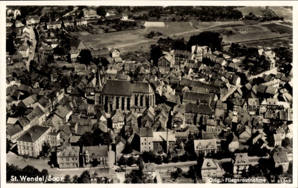 Postcard St. Wendel in Saarland, aerial photograph