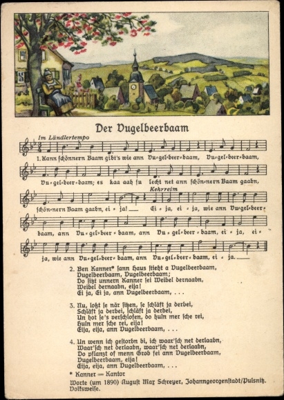 Song Postcard Vogel, Wilhelm, Der Vugelbeerbaam, Can be beautiful Baam there, landscape idyll