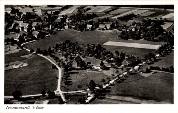 Postcard Sommenhardt Bad Teinach Zavelstein in the Black Forest, aerial photograph, rural surroundings, Sommenhar