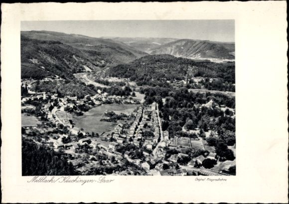 Postcard Mettlach in Saarland, aerial photograph