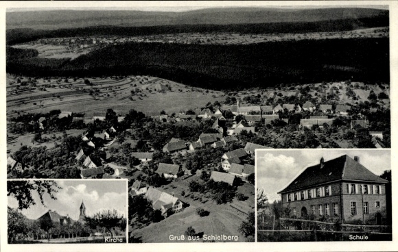 Postcard Schielberg Marxzell in the Black Forest, aerial photograph