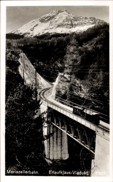 Ak Mariazellerbahn, Erlaufklaus-Viadukt, Niederösterreichisch-steirische Alpenbahn, Schmalspurbahn