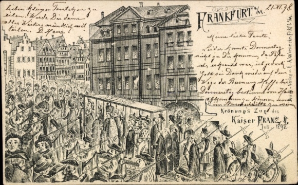 Litho Frankfurt am Main, Krönung des Kaiser Franz II., 1792