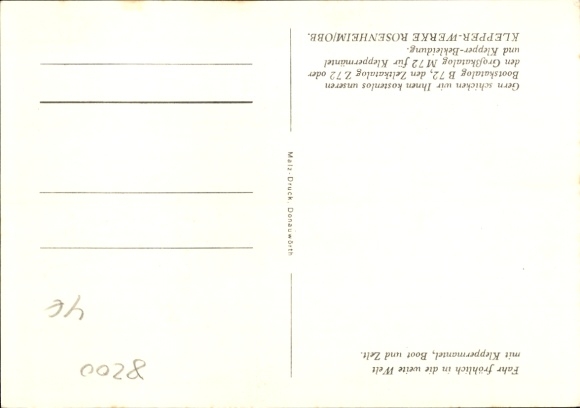 Postcard Drive happily into the wide world with Kleppermantel, boat and tent, sailboat, advertising