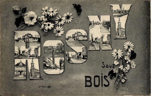 Letters Postcard Rosny sous Bois Seine Saint Denis, Fleurs, Église, Mairie, Gare