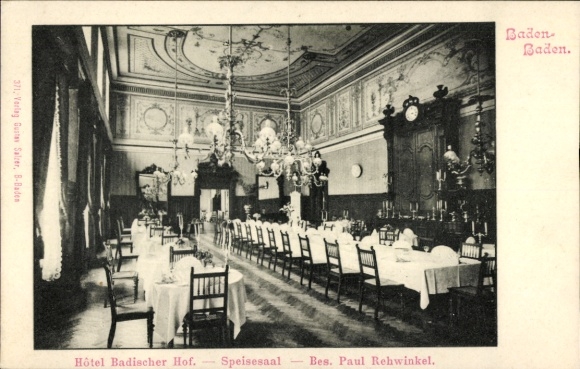 Postcard Baden Baden am Schwarzwald, Hotel Badischer Hof, Dining Room