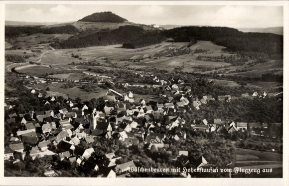 Postcard Wäschenbeuren in Württemberg, aerial photograph