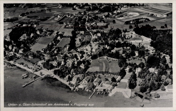 Ansichtkaart Oberschondorf Schondorf am Ammersee Opper-Beieren, luchtfoto, Unterschondorf