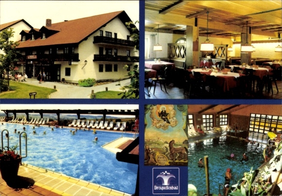 Ak Bad Griesbach in het Rottal Neder-Beieren, Hotel-Cafe St. Loenhard, zwembad, eetkamer