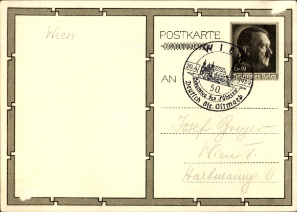Postal stationery Postcard Vienna, Führer and Reich Chancellor Adolf Hitler, well-wishers, BDM