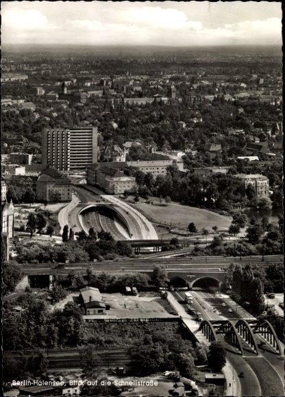 Ak Berlin Wilmersdorf Halensee, Blick auf die Schnellstraße
