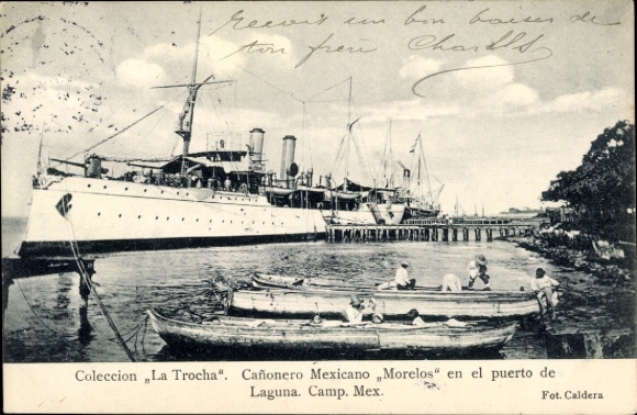 Postcard Mexican warship Morelos, La Trocha