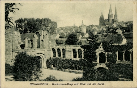 Postcard Gelnhausen in Hesse, Barbarossa Castle, city view