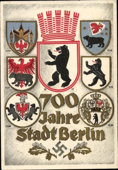 Wappen Ak Berlin, 700 Jahrfeier, Stadtwappen seit 1253 bis 1937, Berliner Bär