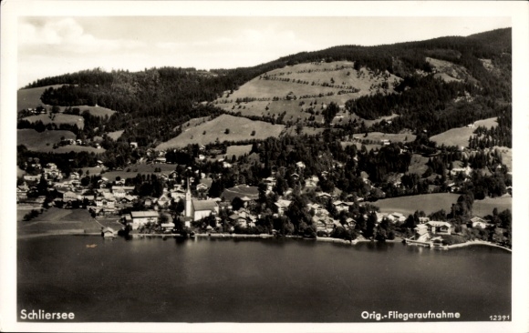 Postcard Schliersee in Upper Bavaria, aerial photograph