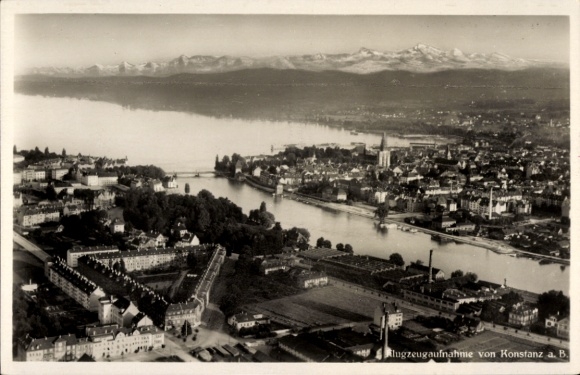 Ak Konstanz am Bodensee, Fliegeraufnahme