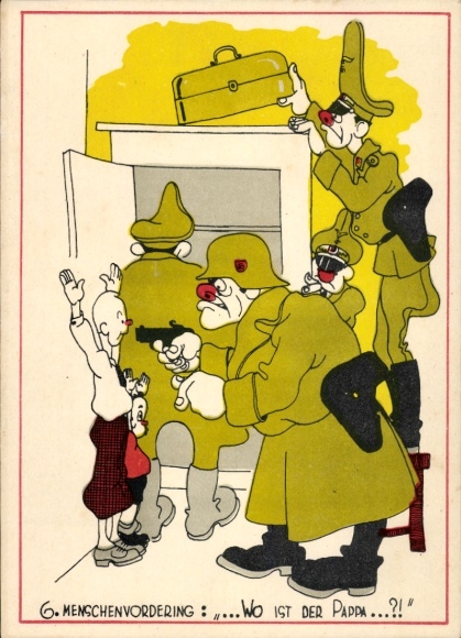 Künstler Ak Wehrmacht Soldaten, Durchsuchung, Menschenvordering