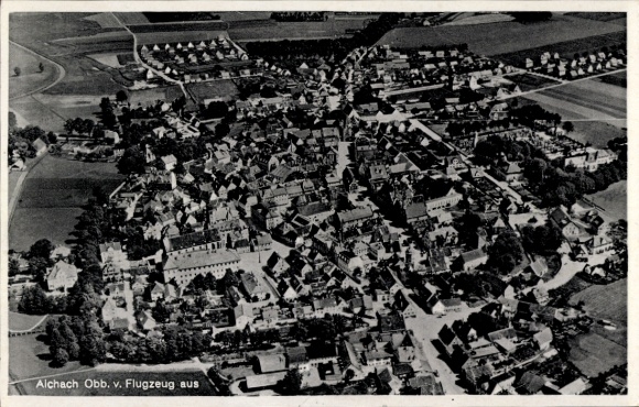 Postcard Aichach in Upper Bavaria Swabia, aerial photograph