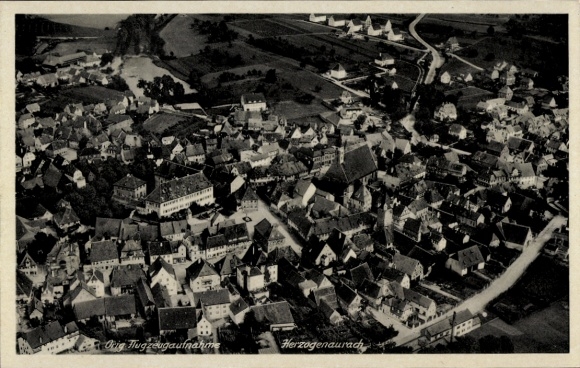 Postcard Herzogenaurach in Middle Franconia, aerial photograph