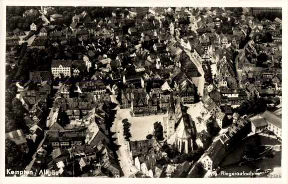 Postcard Kempten im Allgäu Schwaben, aerial photograph