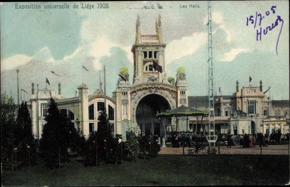 Postcard Universal Exhibition of Liege 1905, Les Halls