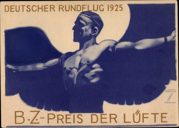 Artist PC Hohlwein, Ludwig, German sightseeing flight 1925, BZ price of the air